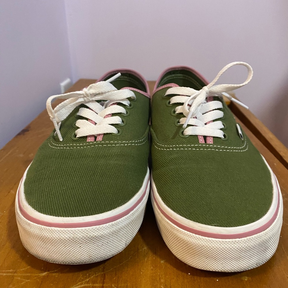 Green With Pink Trim Vans Authentic Men's Shoes